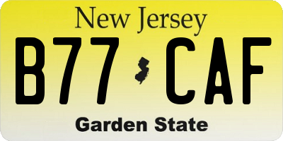 NJ license plate B77CAF