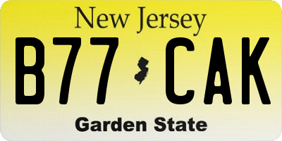 NJ license plate B77CAK