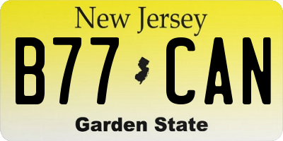 NJ license plate B77CAN
