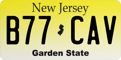 NJ license plate B77CAV