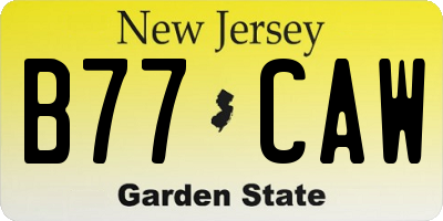 NJ license plate B77CAW