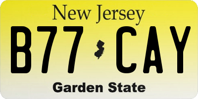 NJ license plate B77CAY