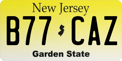 NJ license plate B77CAZ