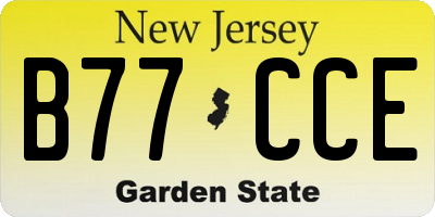 NJ license plate B77CCE