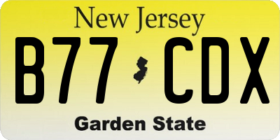 NJ license plate B77CDX