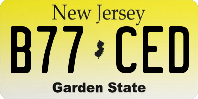 NJ license plate B77CED