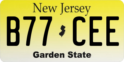 NJ license plate B77CEE
