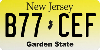 NJ license plate B77CEF