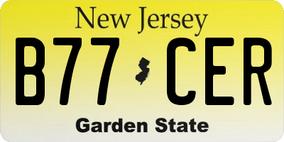 NJ license plate B77CER