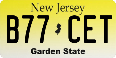 NJ license plate B77CET