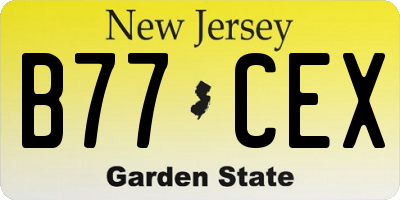 NJ license plate B77CEX
