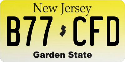 NJ license plate B77CFD