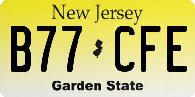 NJ license plate B77CFE