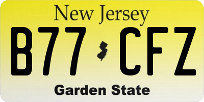 NJ license plate B77CFZ