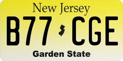 NJ license plate B77CGE
