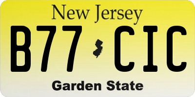 NJ license plate B77CIC