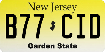 NJ license plate B77CID
