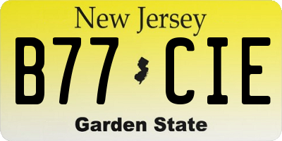 NJ license plate B77CIE