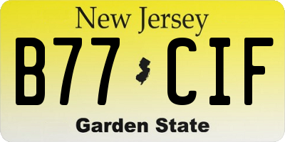 NJ license plate B77CIF