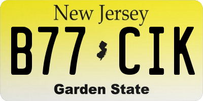 NJ license plate B77CIK