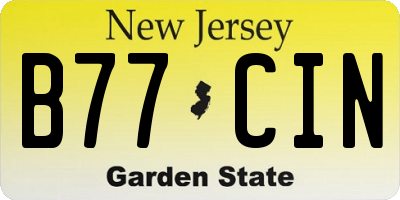 NJ license plate B77CIN