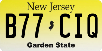 NJ license plate B77CIQ
