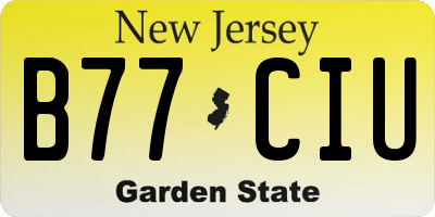 NJ license plate B77CIU