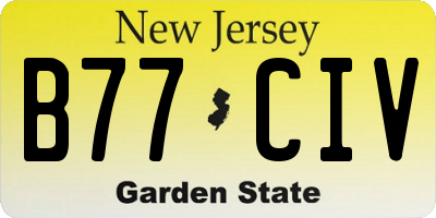 NJ license plate B77CIV