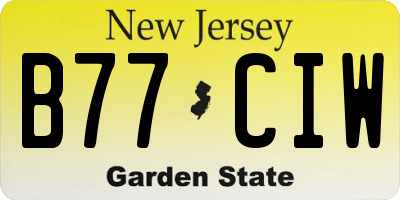 NJ license plate B77CIW