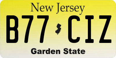 NJ license plate B77CIZ