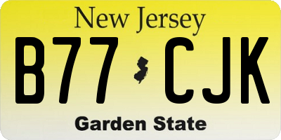 NJ license plate B77CJK
