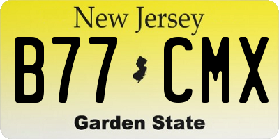 NJ license plate B77CMX