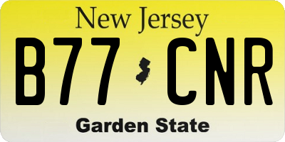 NJ license plate B77CNR