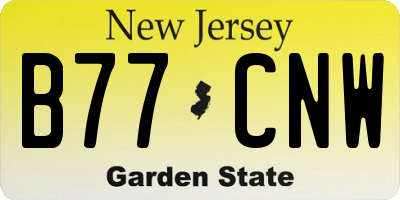 NJ license plate B77CNW