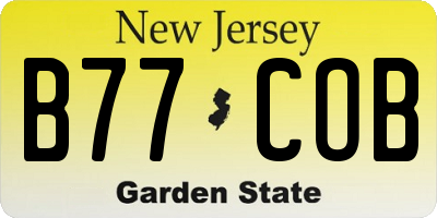 NJ license plate B77COB