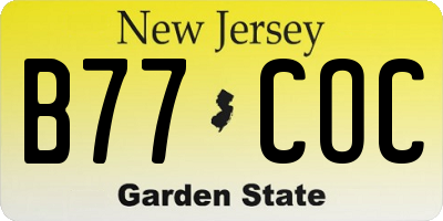 NJ license plate B77COC