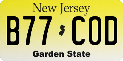 NJ license plate B77COD