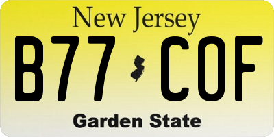 NJ license plate B77COF