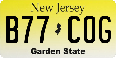 NJ license plate B77COG