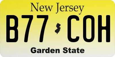 NJ license plate B77COH
