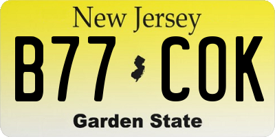 NJ license plate B77COK
