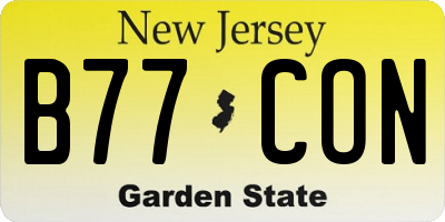 NJ license plate B77CON