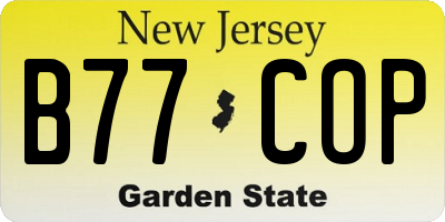 NJ license plate B77COP