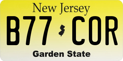 NJ license plate B77COR