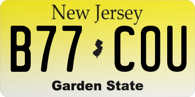 NJ license plate B77COU