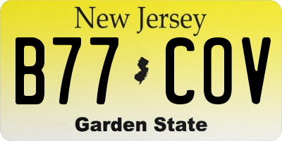 NJ license plate B77COV