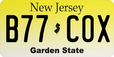 NJ license plate B77COX