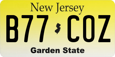 NJ license plate B77COZ