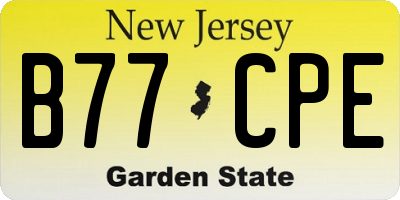 NJ license plate B77CPE