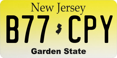 NJ license plate B77CPY